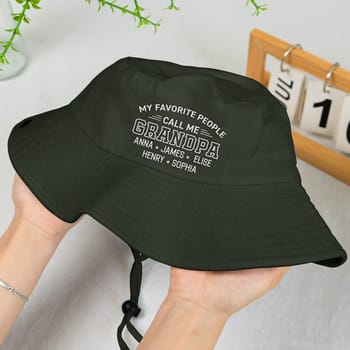 Grandpa Retro Style - Personalized Embroidered Bucket Hat