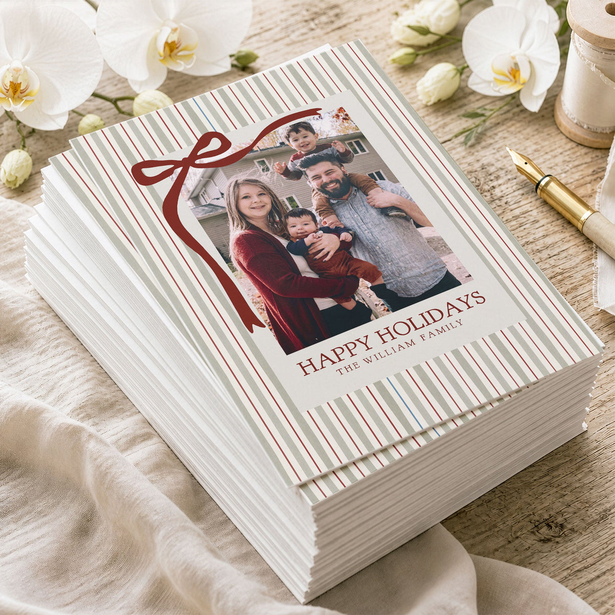 Happy Holidays Merry Christmas Custom Photo Christmas Card - Personalized Cards