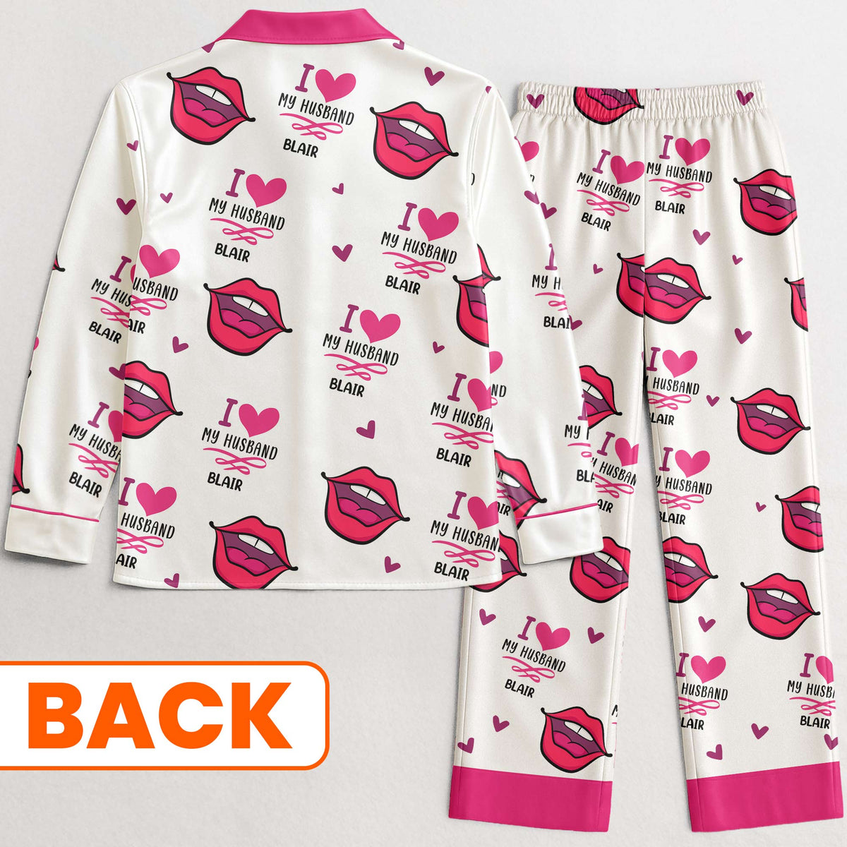 I Love My Husband, Gift For Her, Anniversary Gift - Personalized Satin Pajama Set