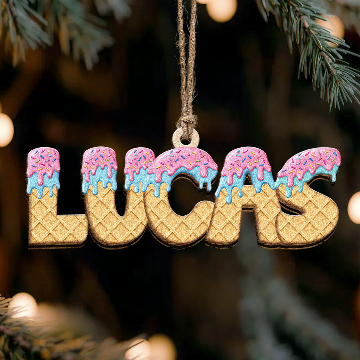 Ice_Cream_Drip_Name_For_Kids_Grandkids_Personalized_Ornament_2