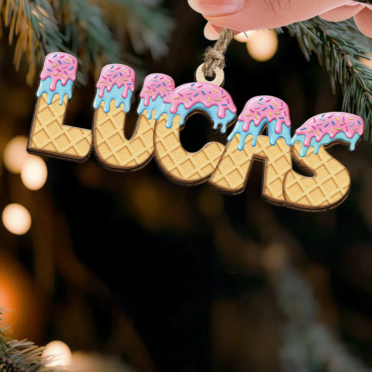 Ice_Cream_Drip_Name_For_Kids_Grandkids_Personalized_Ornament_3