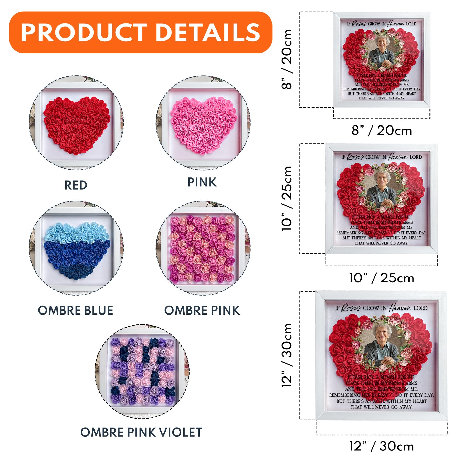 If Roses Grow In Heaven - Personalized Photo Flower Shadow Box