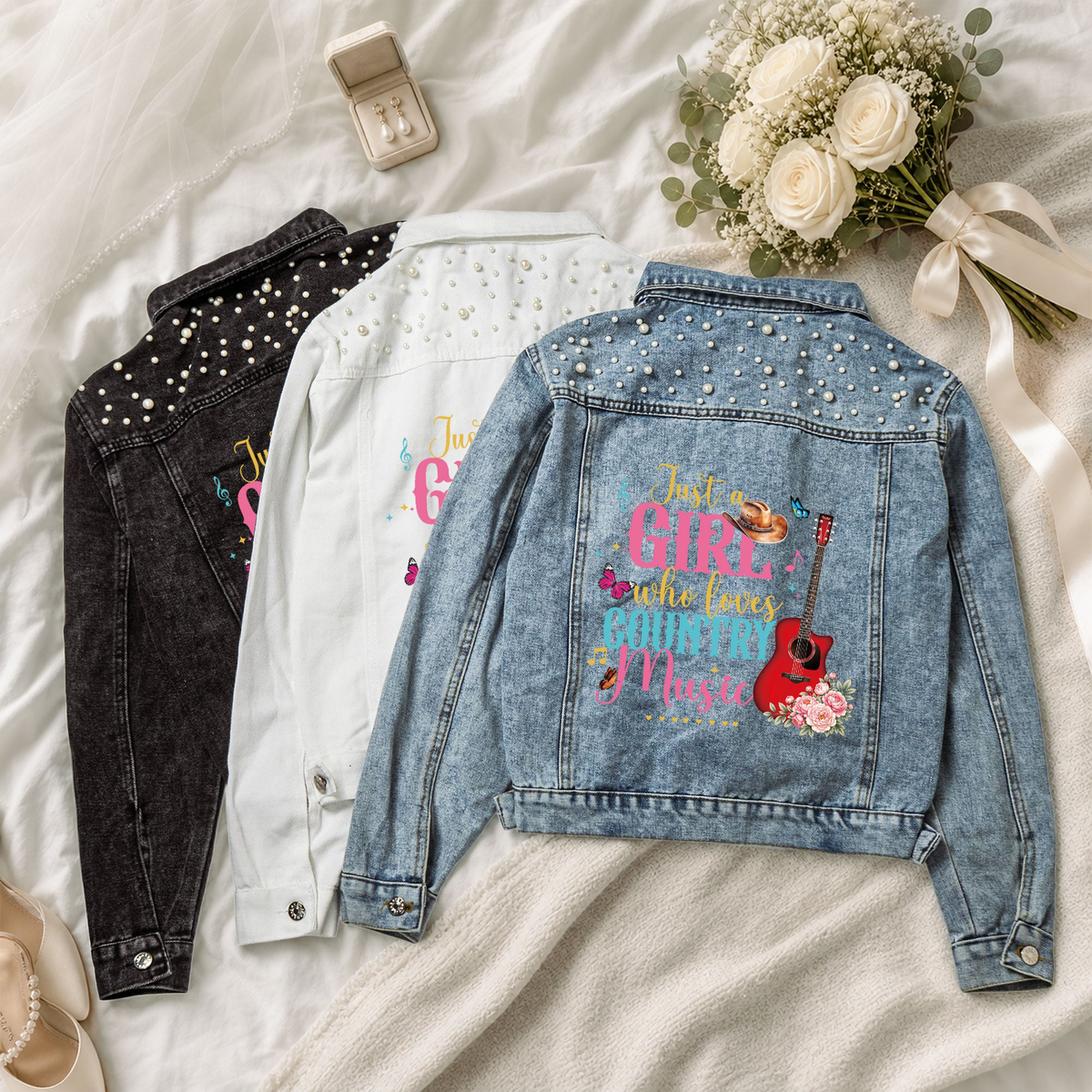 Just A Girl Who Loves Her Guitar - Personalized Denim Jacket
