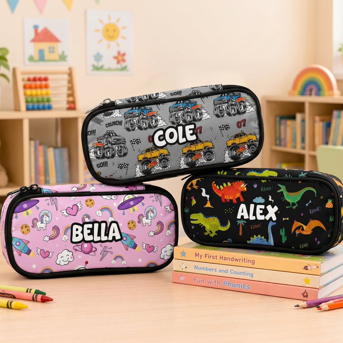 Kid Custom Pattern And Name - Personalized Pencil Case