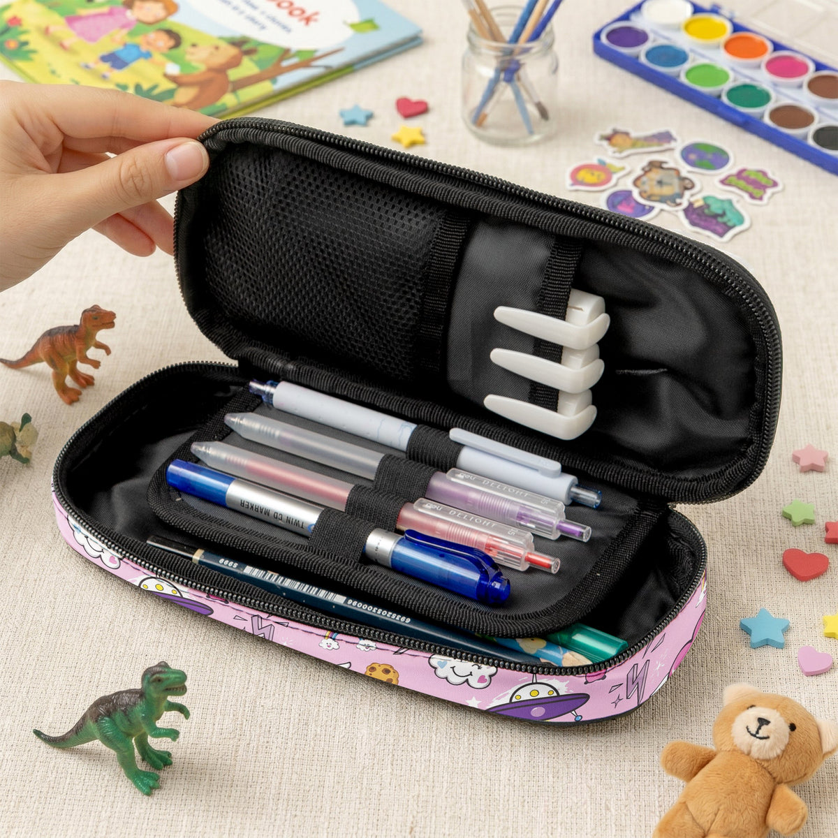 Kid Custom Pattern And Name - Personalized Pencil Case