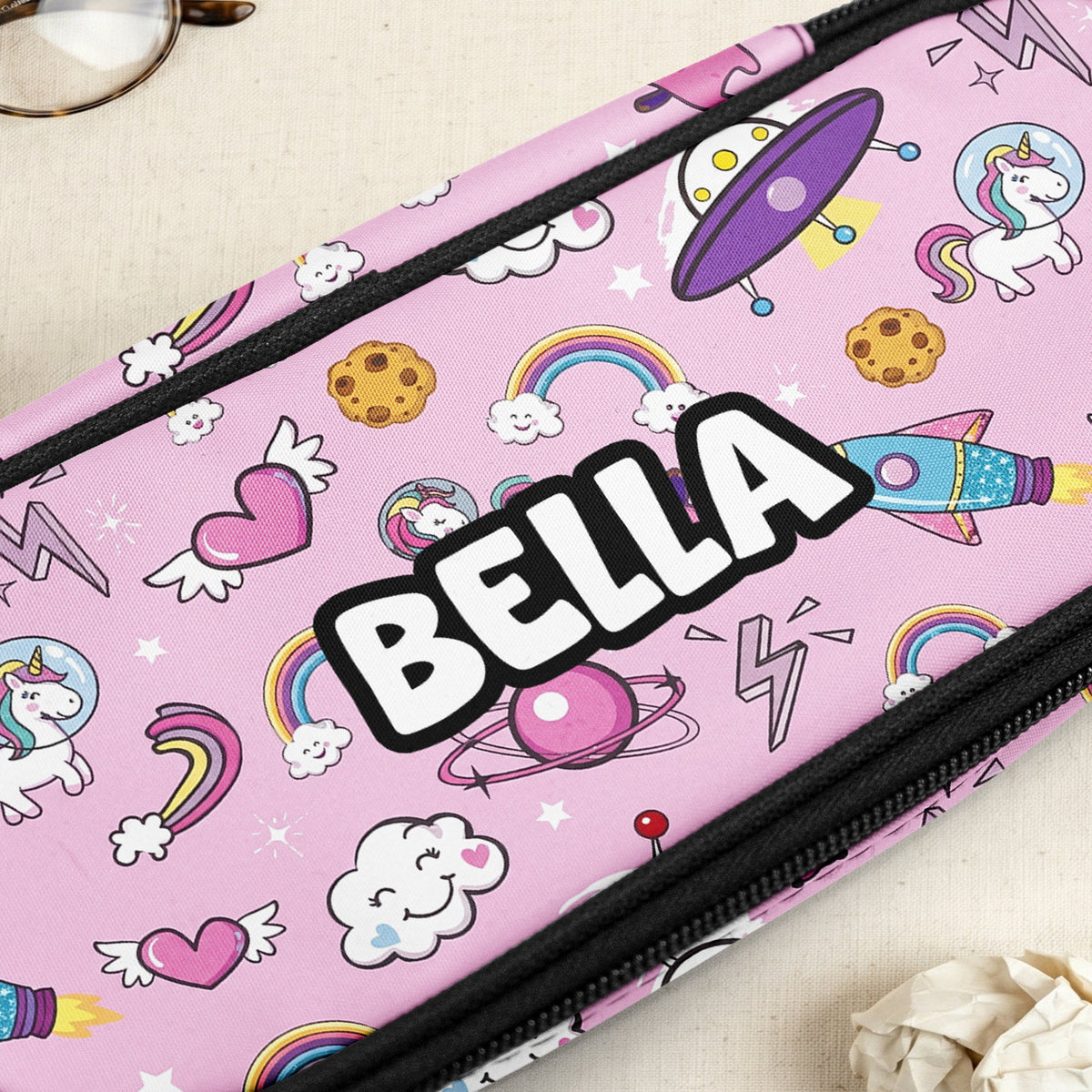 Kid Custom Pattern And Name - Personalized Pencil Case