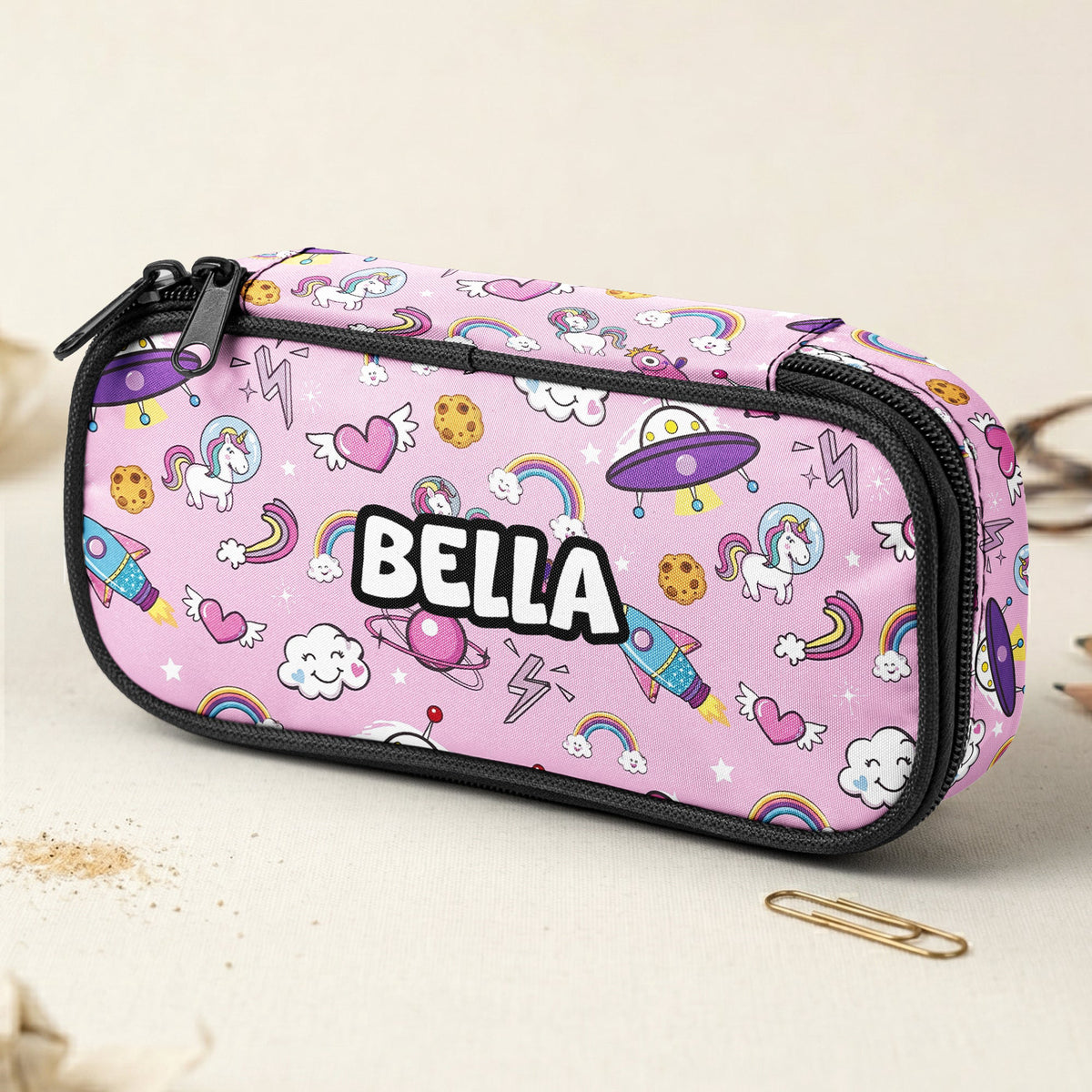 Kid Custom Pattern And Name - Personalized Pencil Case