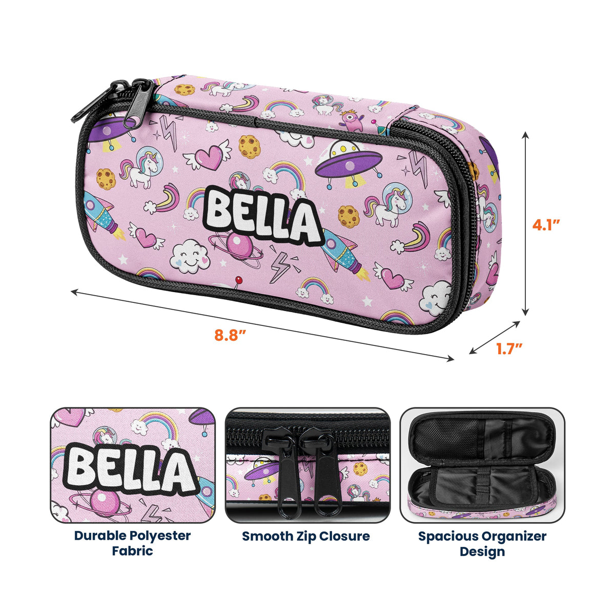 Kid Custom Pattern And Name - Personalized Pencil Case