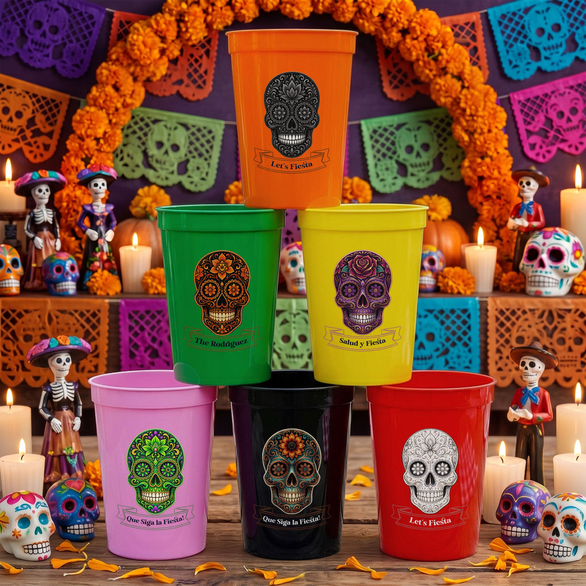 Let's Fiesta Mexican Dia De Los Muertos Party - Personalized Cups