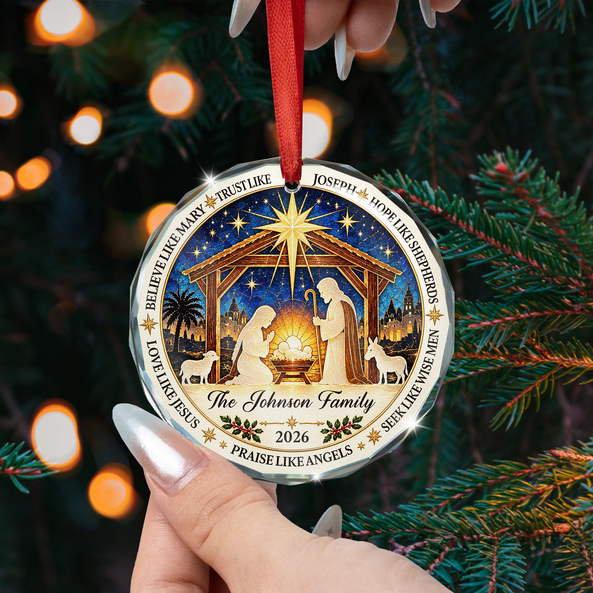Love Like Jesus, Nativity Scene, Christmas Nativity Tree - Personalized Ornament