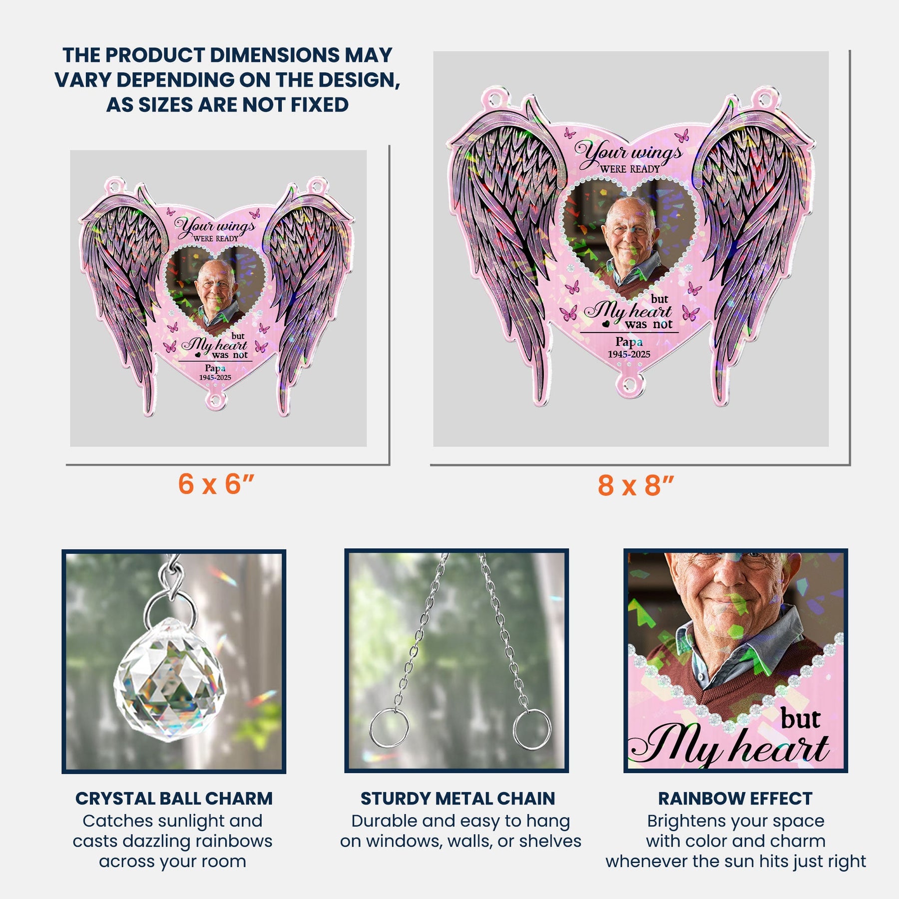 Memorial Gift Your Wings Were Readly - Personalized Acrylic Suncatcher With Crystal Ball Prism