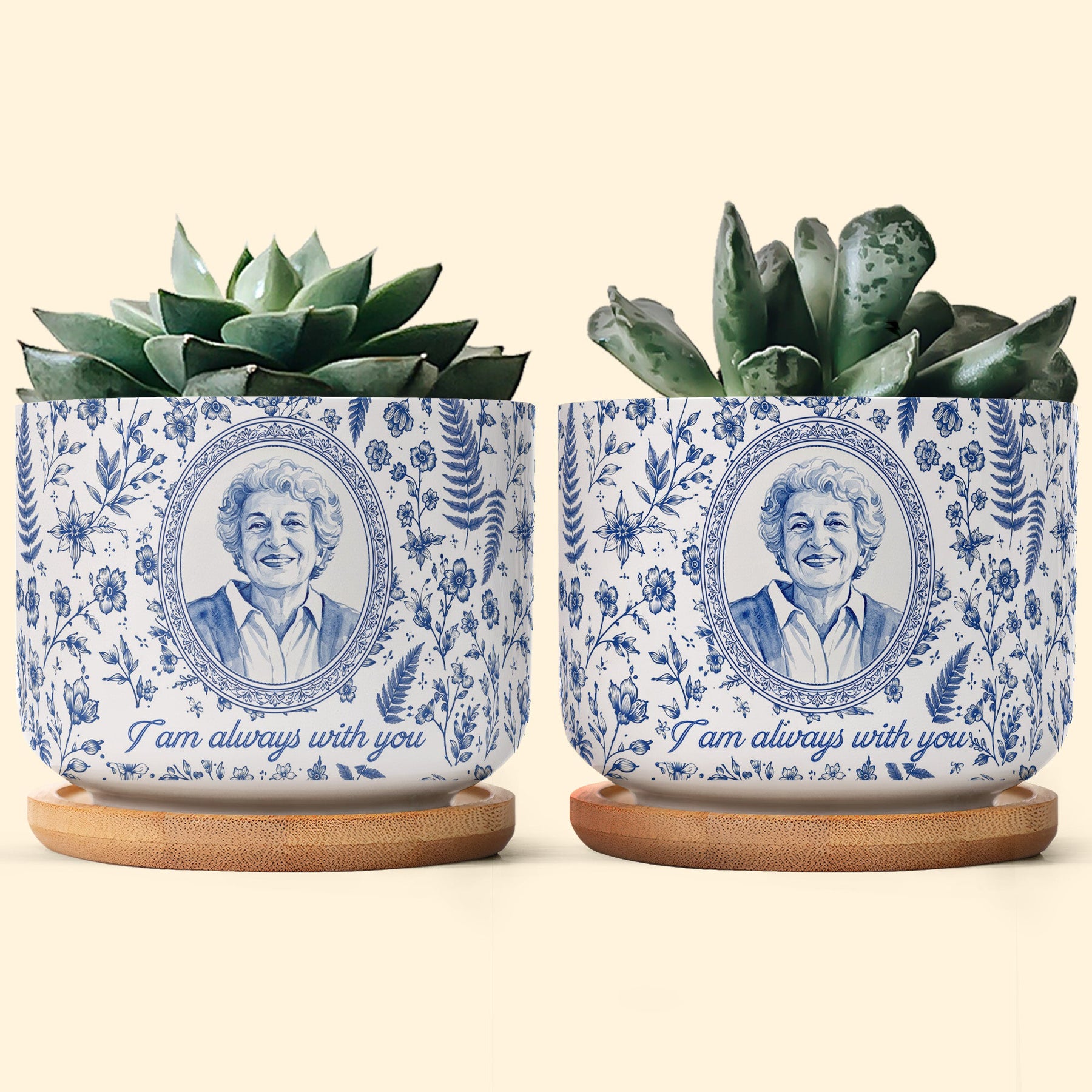 Memorial Portrait Gift For Loss Of Loved One Remembrance - Personalized Plant Pot