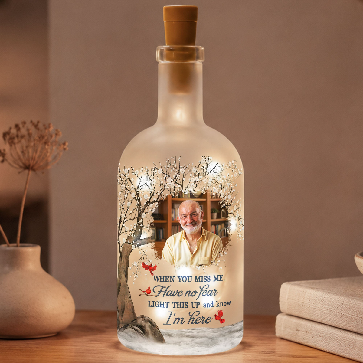 Custom Photo Light This Up & Know I'm Here Sympathy Gifts - Personalized Bottle Lamp