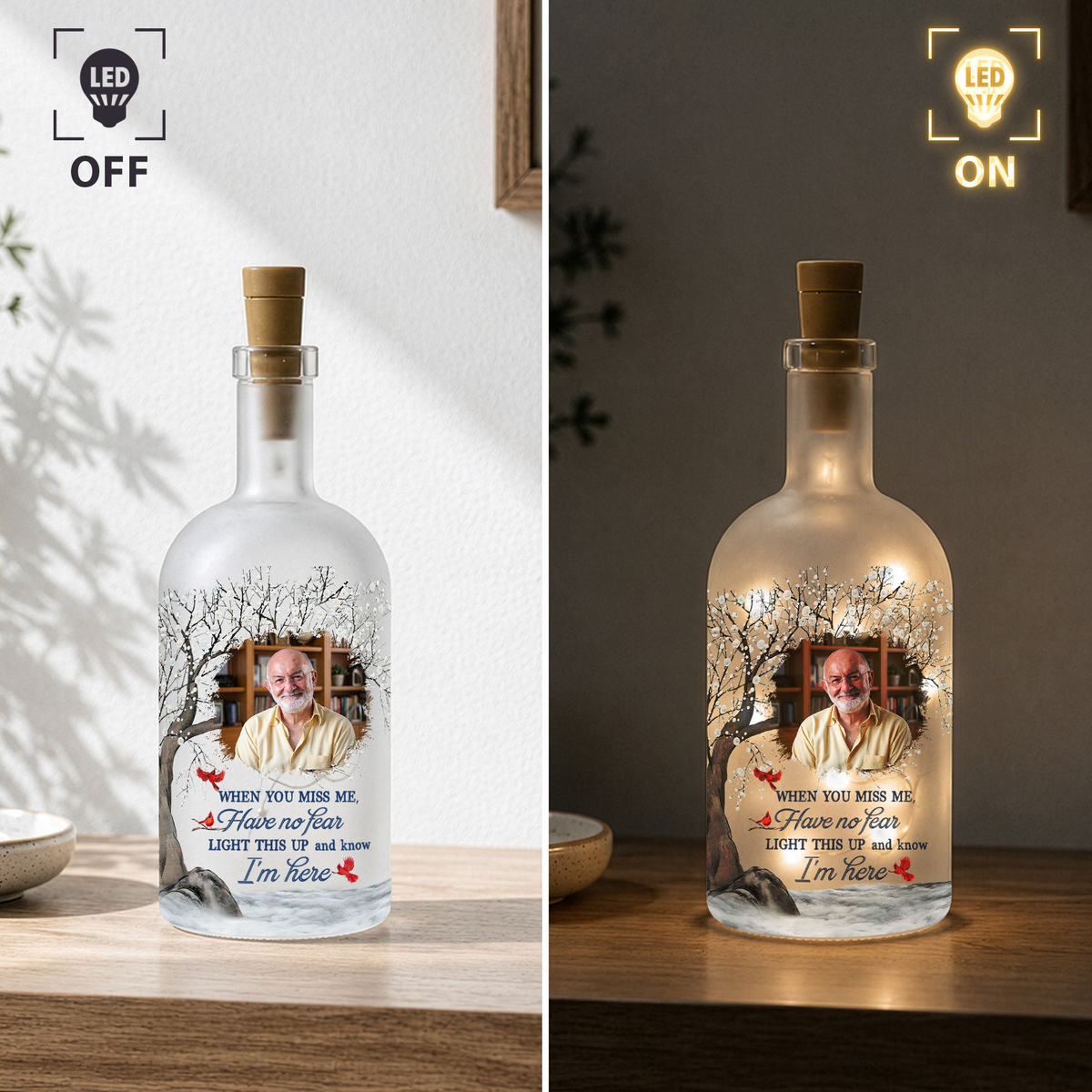 Custom Photo Light This Up & Know I'm Here Sympathy Gifts - Personalized Bottle Lamp