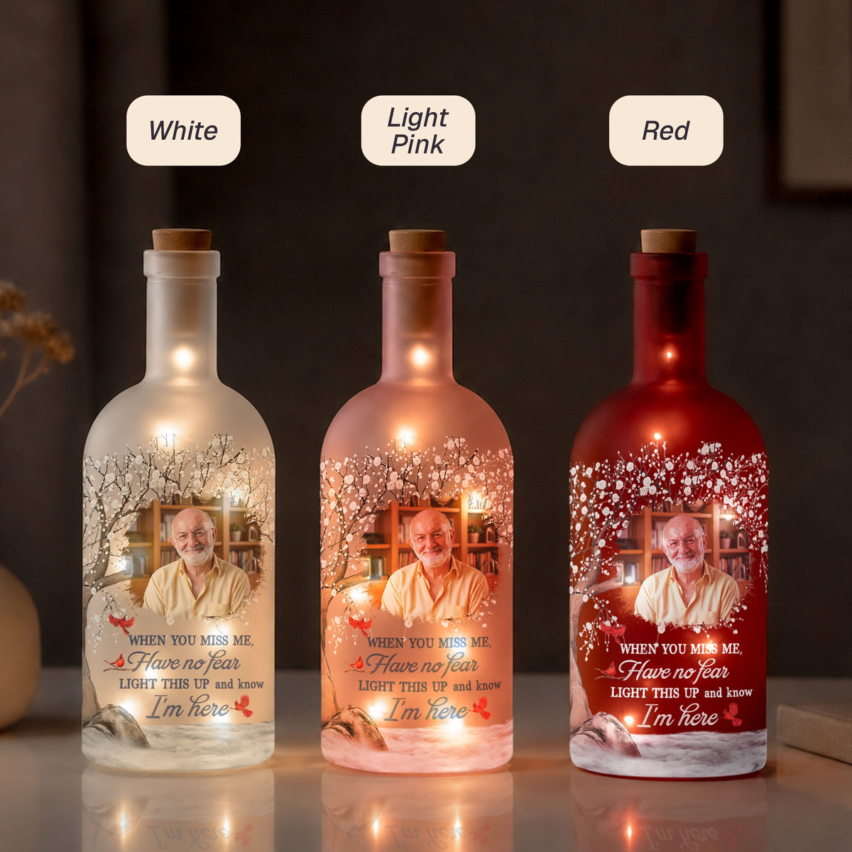 Custom Photo Light This Up & Know I'm Here Sympathy Gifts - Personalized Bottle Lamp