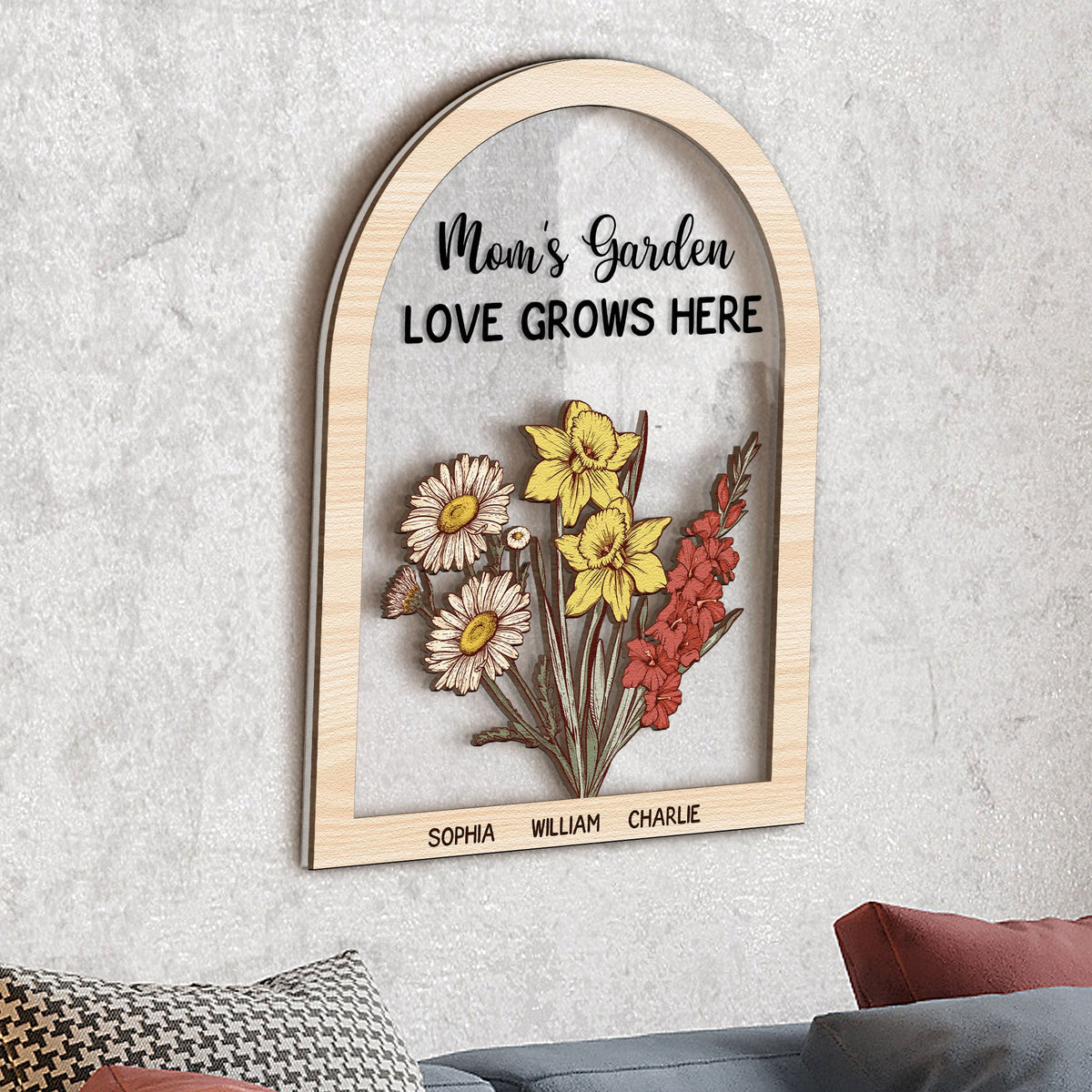 Mom's Garden - Personalized Wood And Acrylic Wall Art