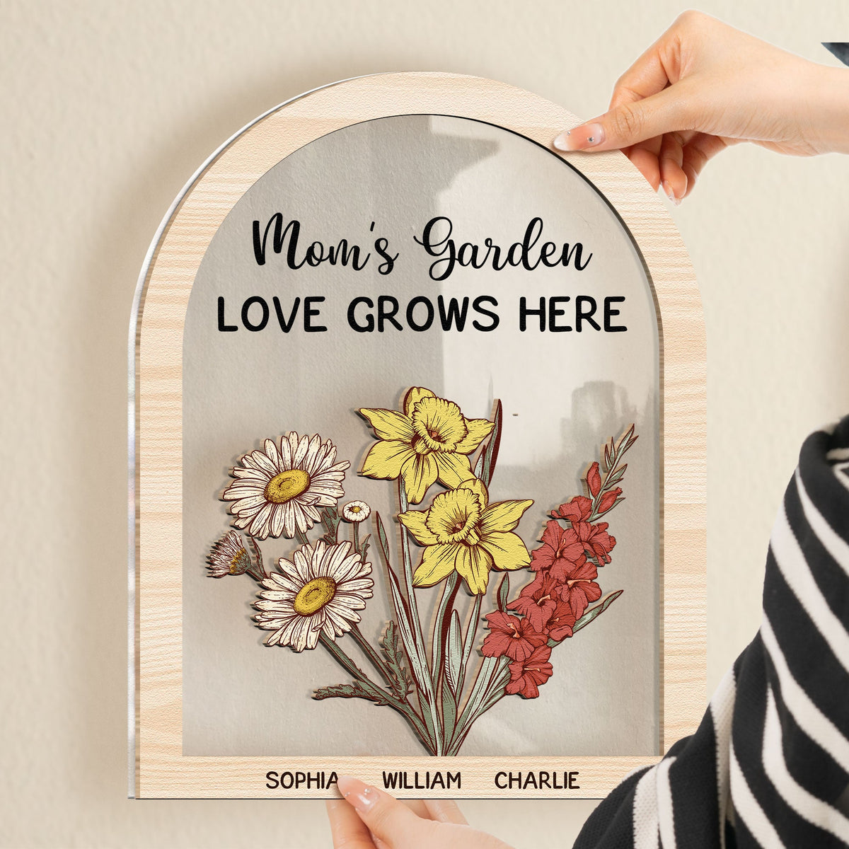 Mom's Garden - Personalized Wood And Acrylic Wall Art