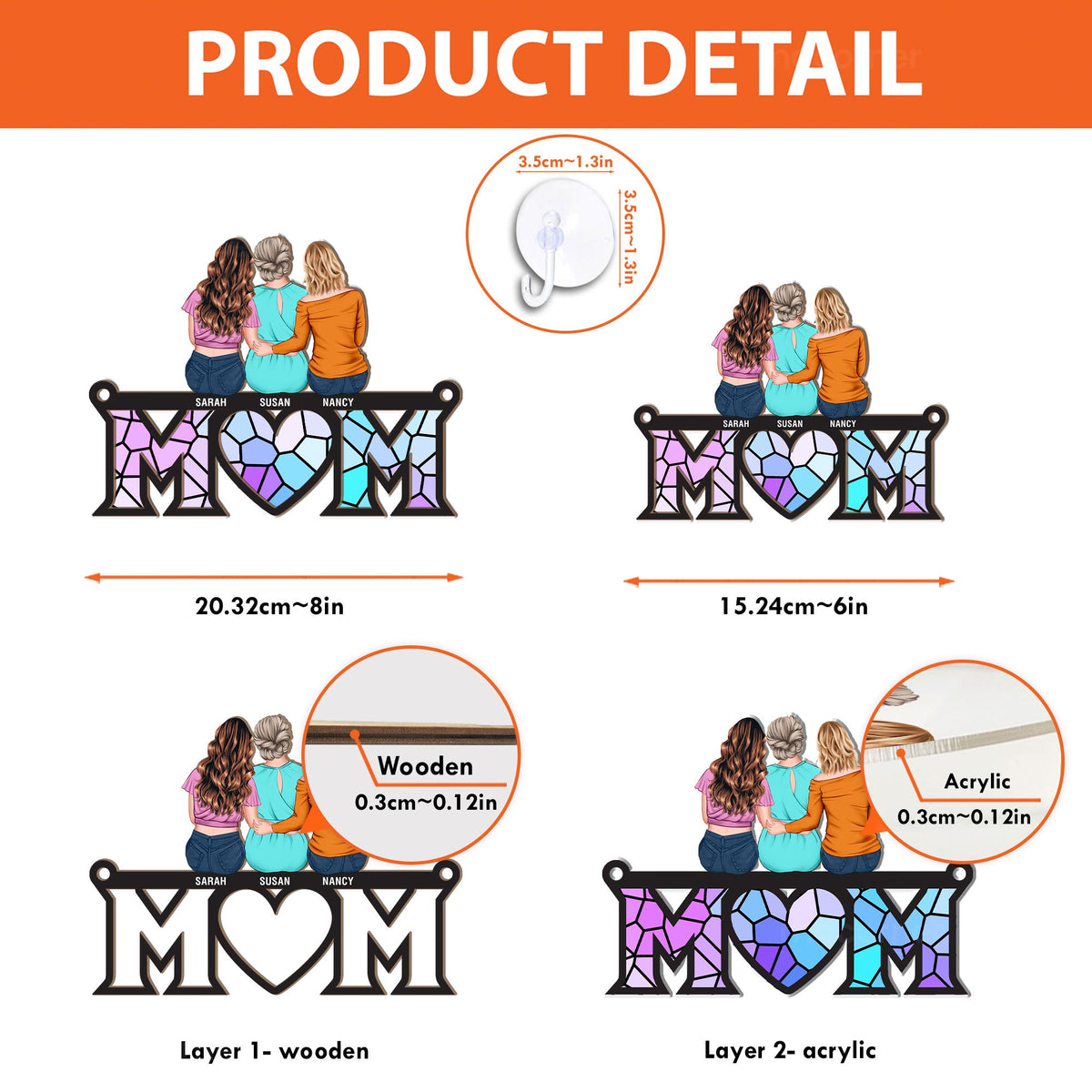 Gift For Mom - Personalized Window Hanging Suncatcher Ornament - Gift For Mom