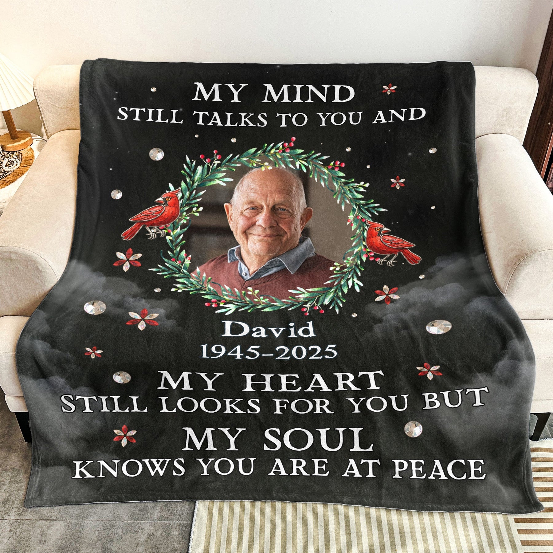 My Mind Still Talks To You Memorial Blanket - Personalized Photo Blanket