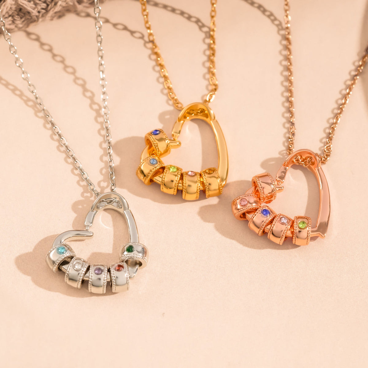 New Mom Gift - Personalized Birthstone Name Necklace With Heart Pendant