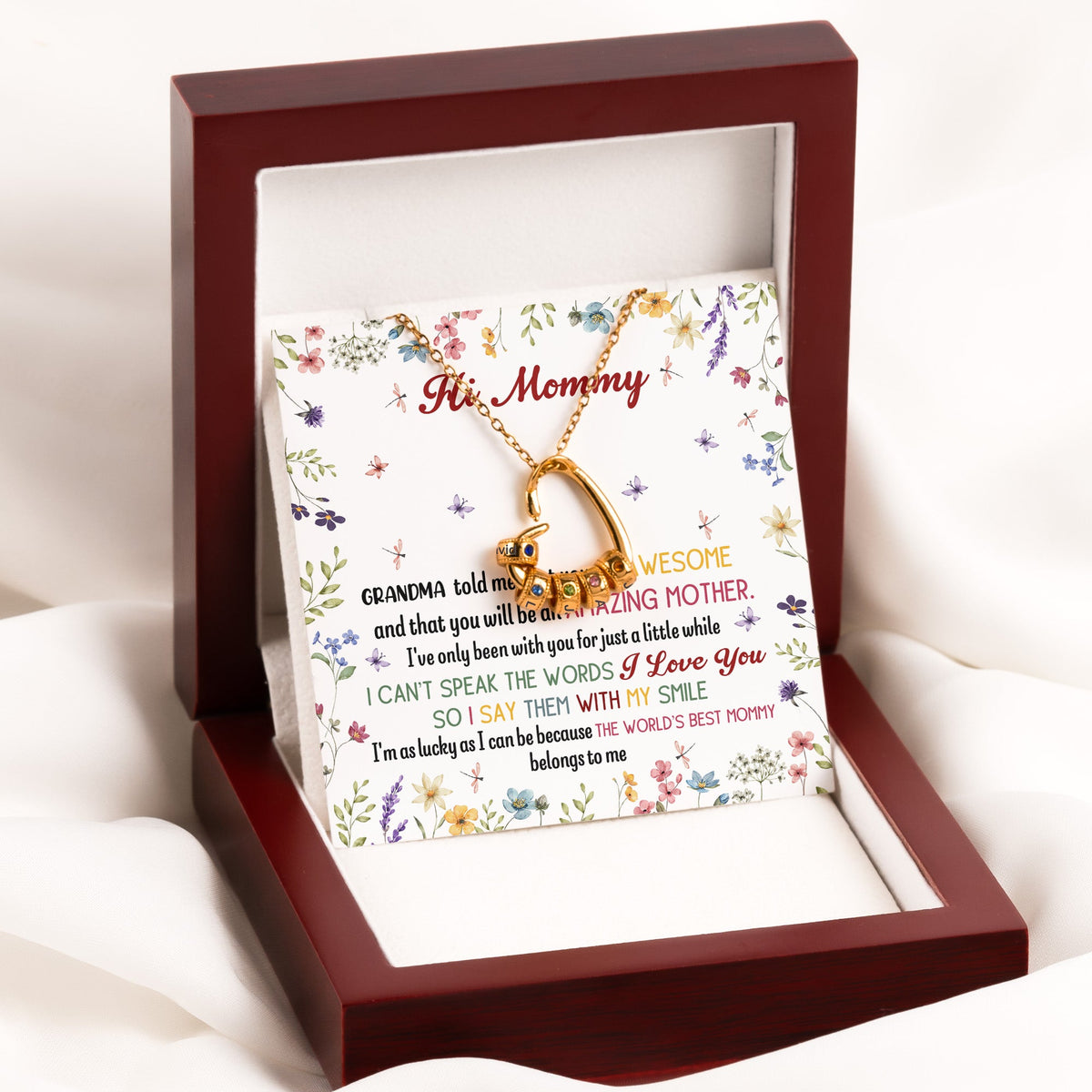 New Mom Gift - Personalized Birthstone Name Necklace With Heart Pendant
