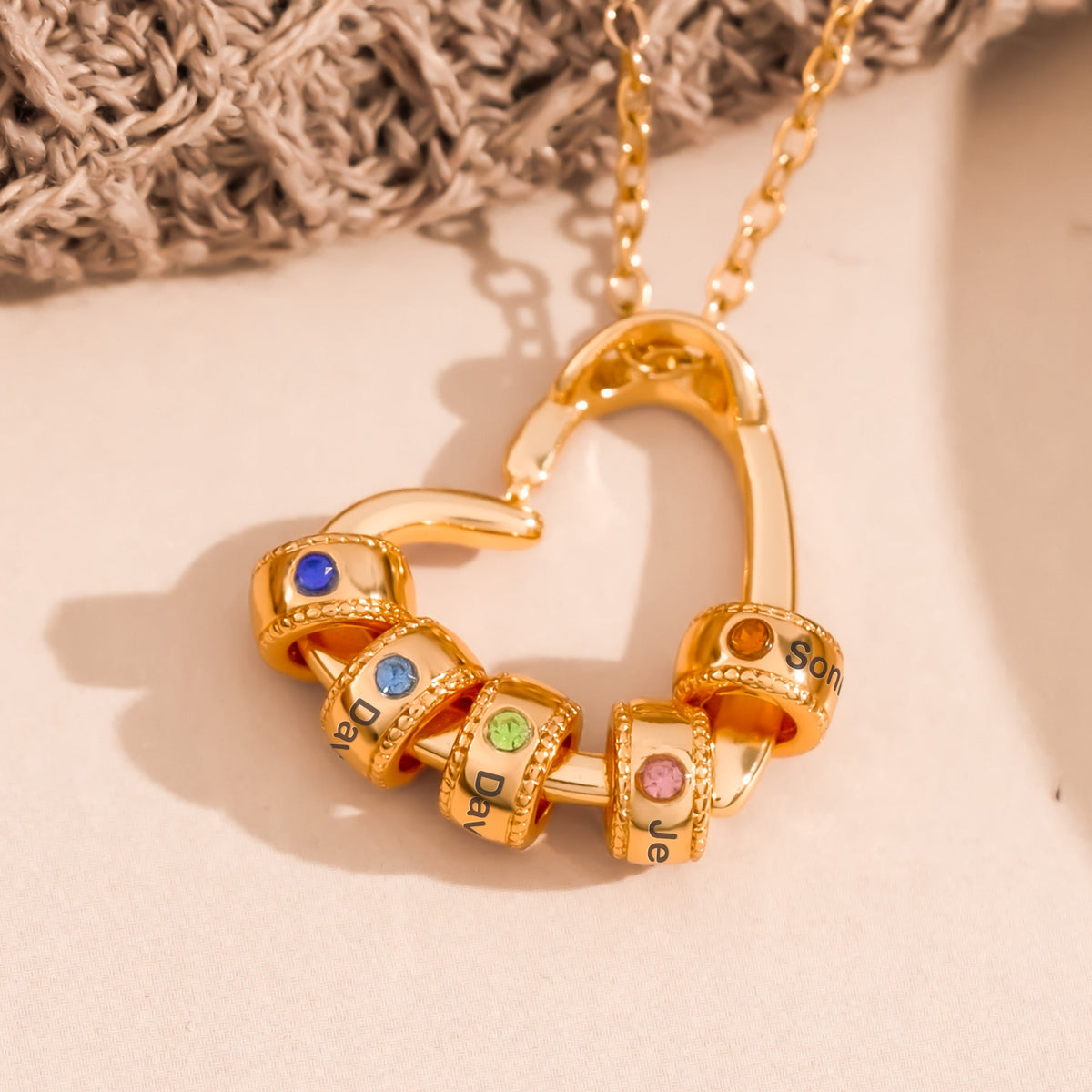 New Mom Gift - Personalized Birthstone Name Necklace With Heart Pendant