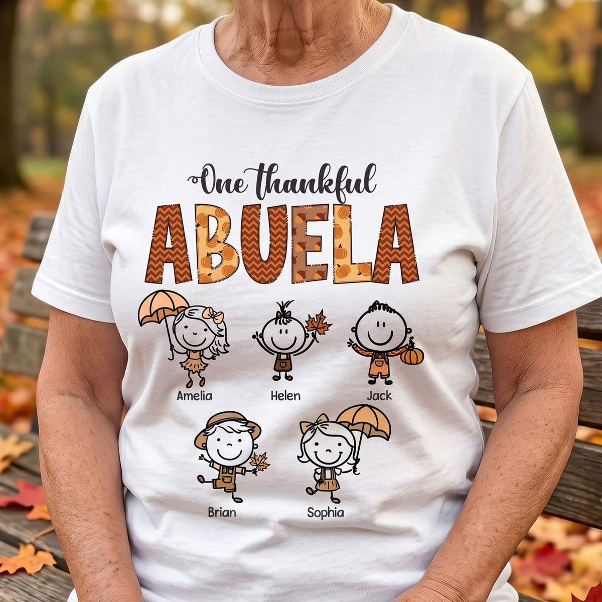 One Thankful Grandma Doodle Autumn Vibe - Personalized Shirt