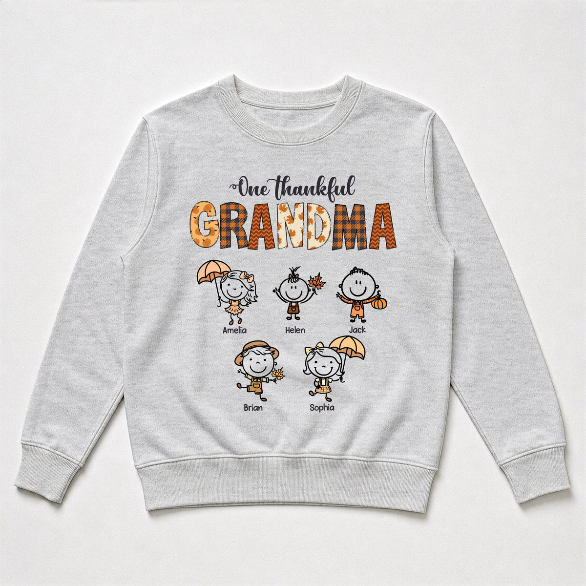 One Thankful Grandma Doodle Autumn Vibe - Personalized Shirt