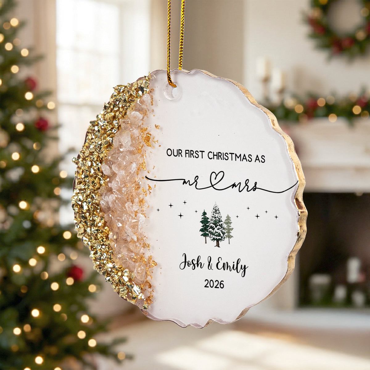 Our First Christmas As Mr. & Mrs. - Wedding Gift Christmas Housewarming Keepsake - Personalized Resin Ornament