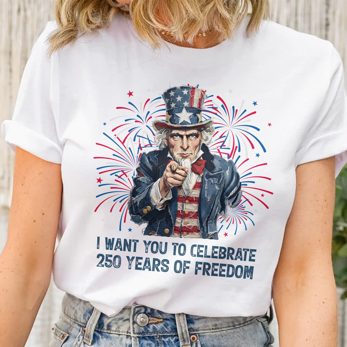 Patchwork Style Usa Uncle Sam Print - Shirt