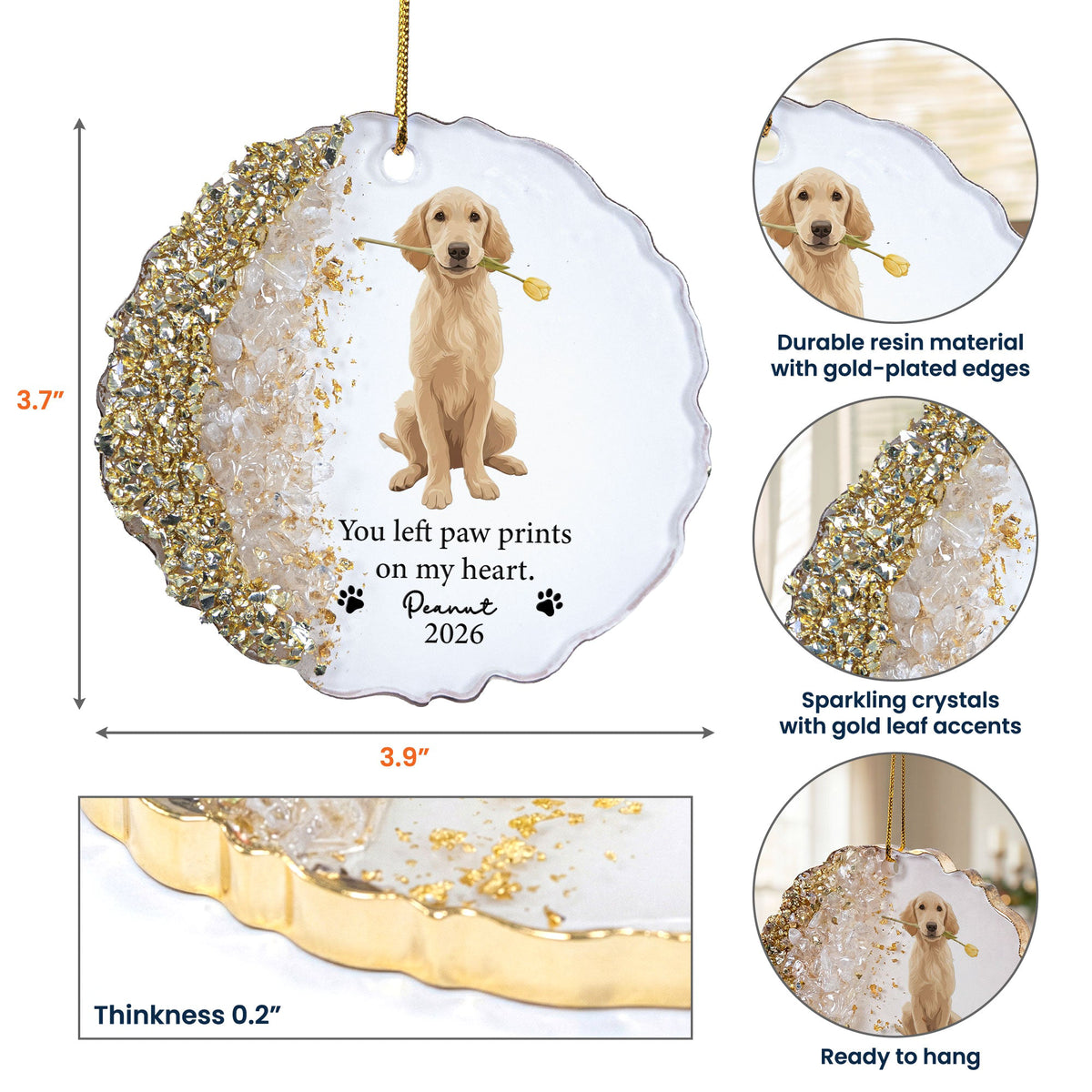 Pet Memorial Remembrance Gift - Personalized Resin Ornament
