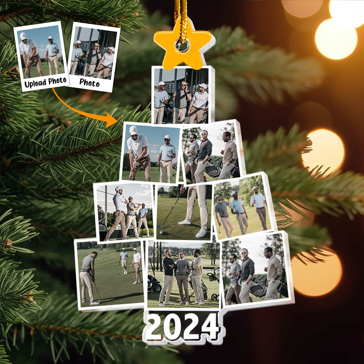 Photo-Golfing-Christmas-Tree-Personalized-Acrylic-Photo-Ornament_1