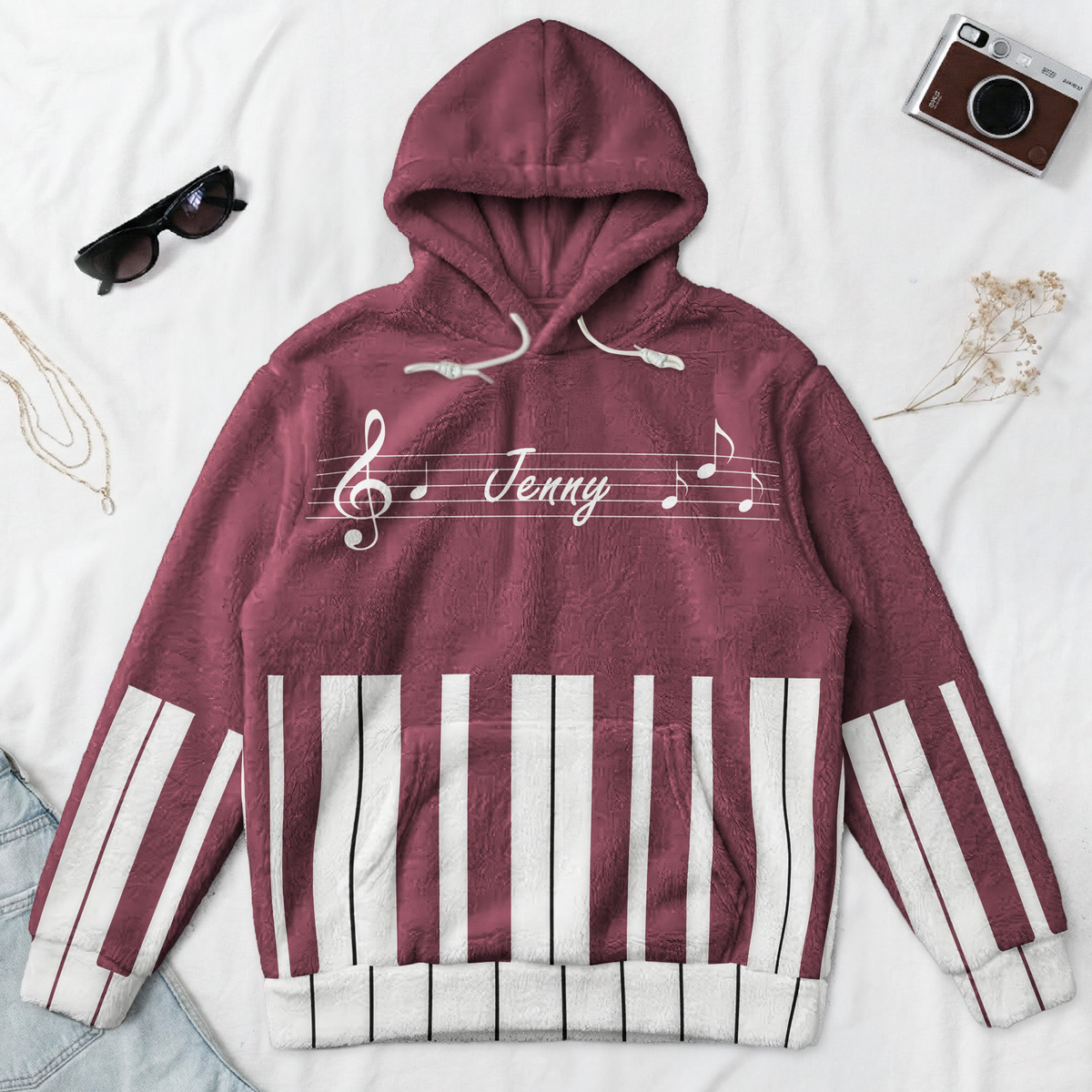 Piano, Keyboard Music Custom Name, Gift For Musician, Pianist, Composers - Personalized Hoodie