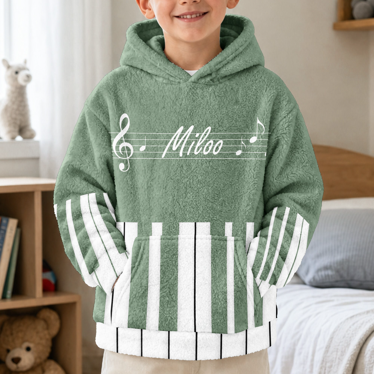 Piano, Keyboard Music Custom Name, Gift For Musician, Pianist, Composers - Personalized Hoodie