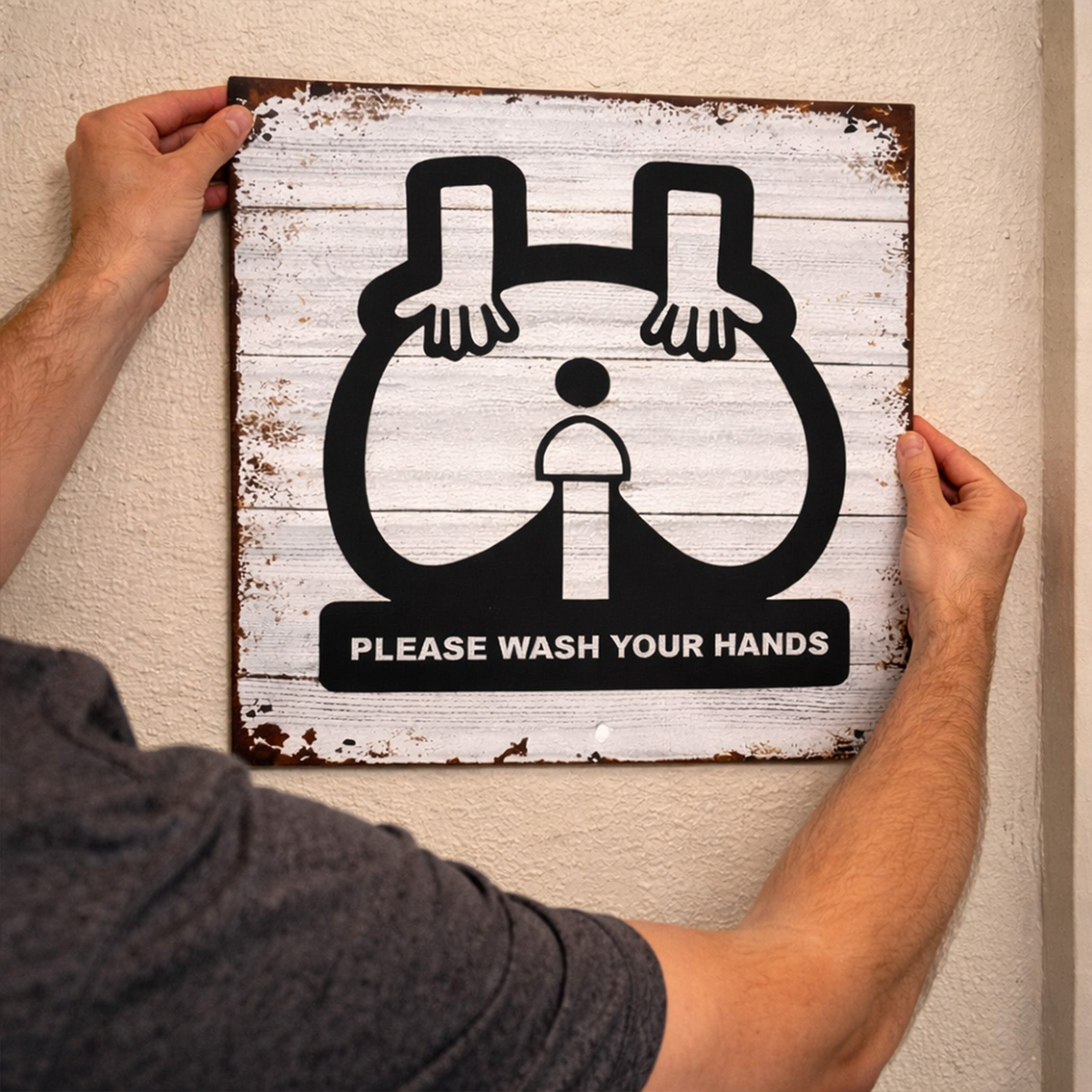 Please Wash Your Hands - Funny Bathroom Sign - Metal Sign