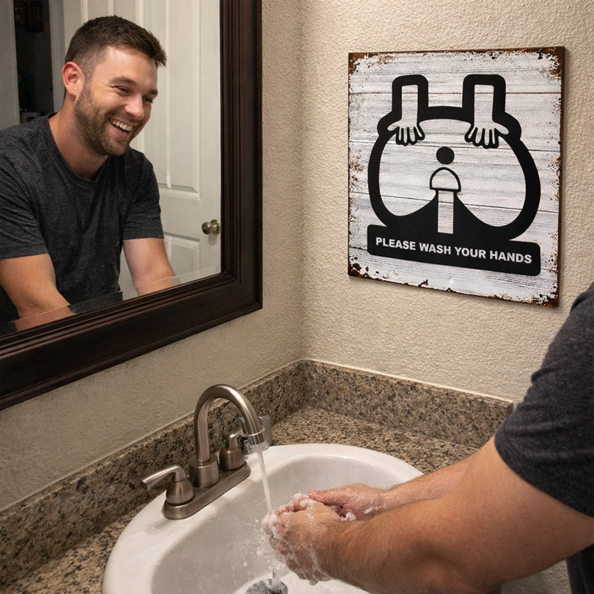 Please Wash Your Hands - Funny Bathroom Sign - Metal Sign