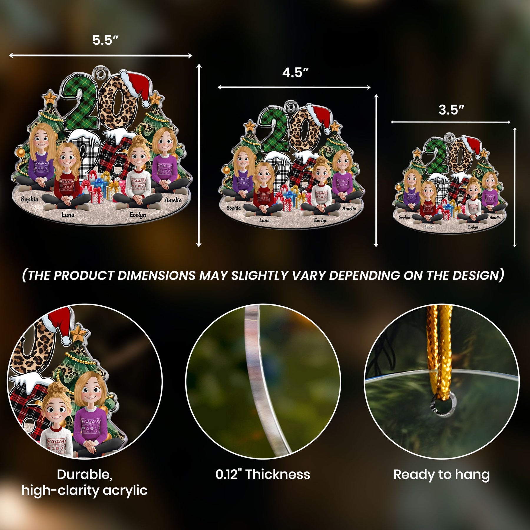Family Sitting 2026 Cartoon Version - Personalized Acrylic Ornament