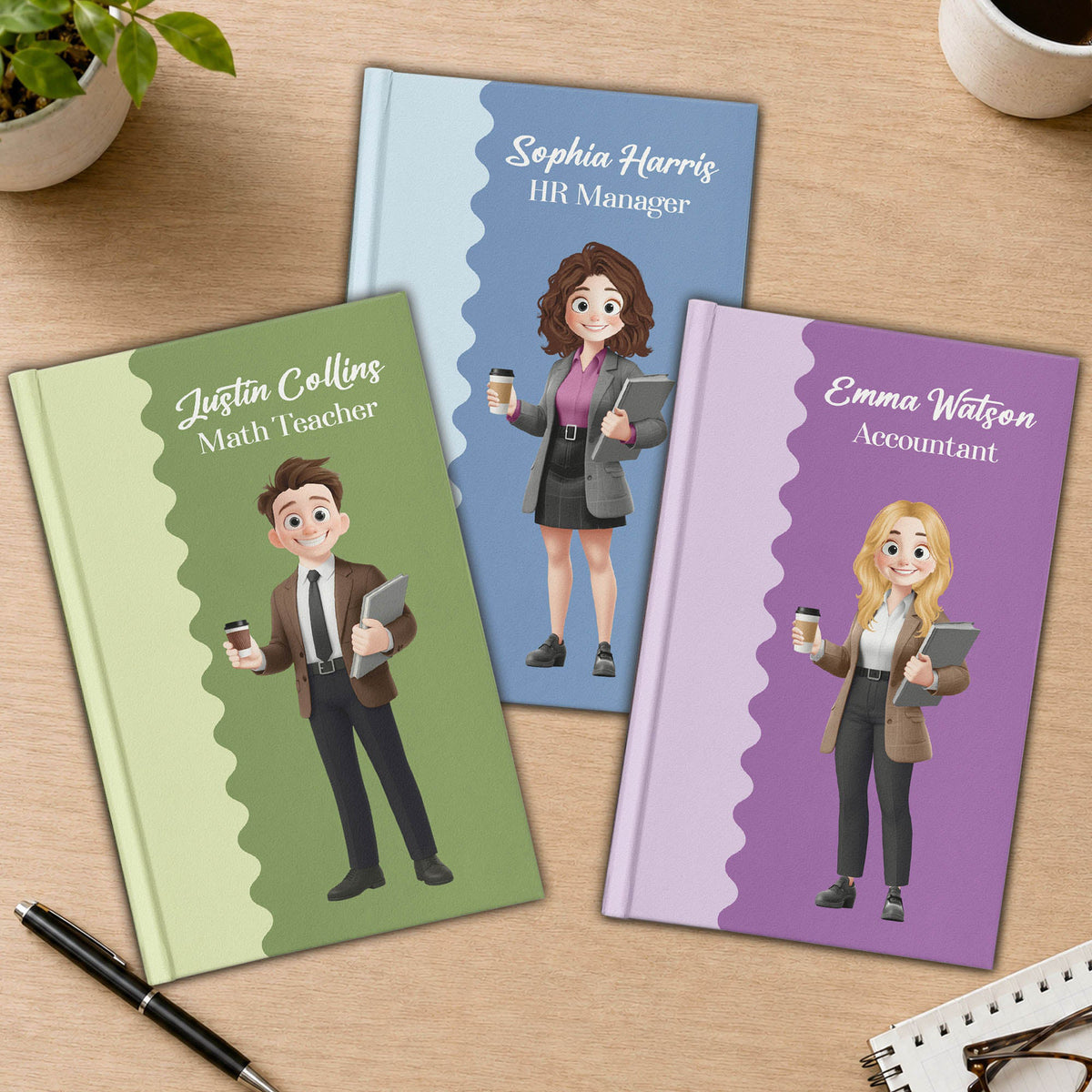 Retro Scallop Whimsical With Cute Cartoon - Personalized Journal