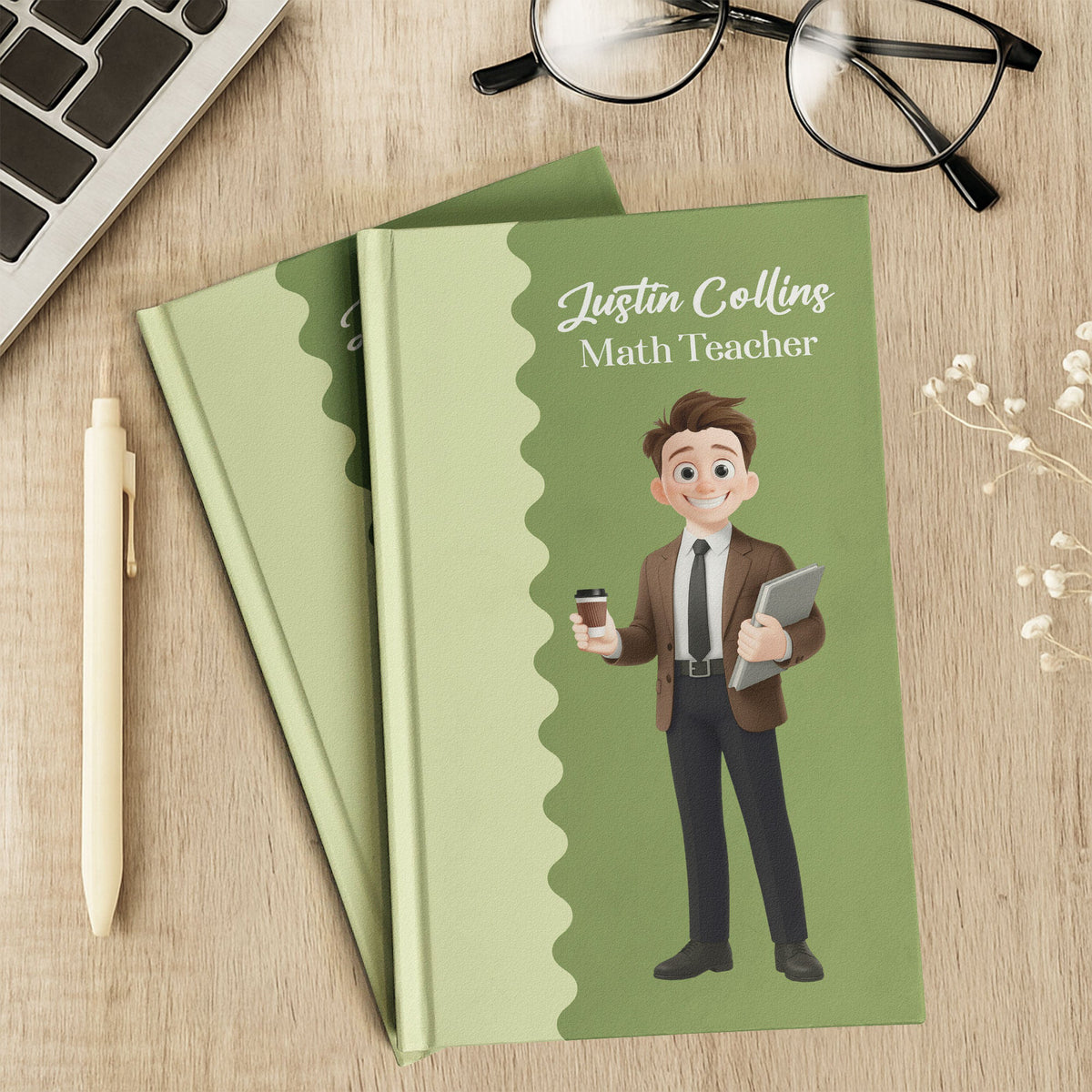 Retro Scallop Whimsical With Cute Cartoon - Personalized Journal