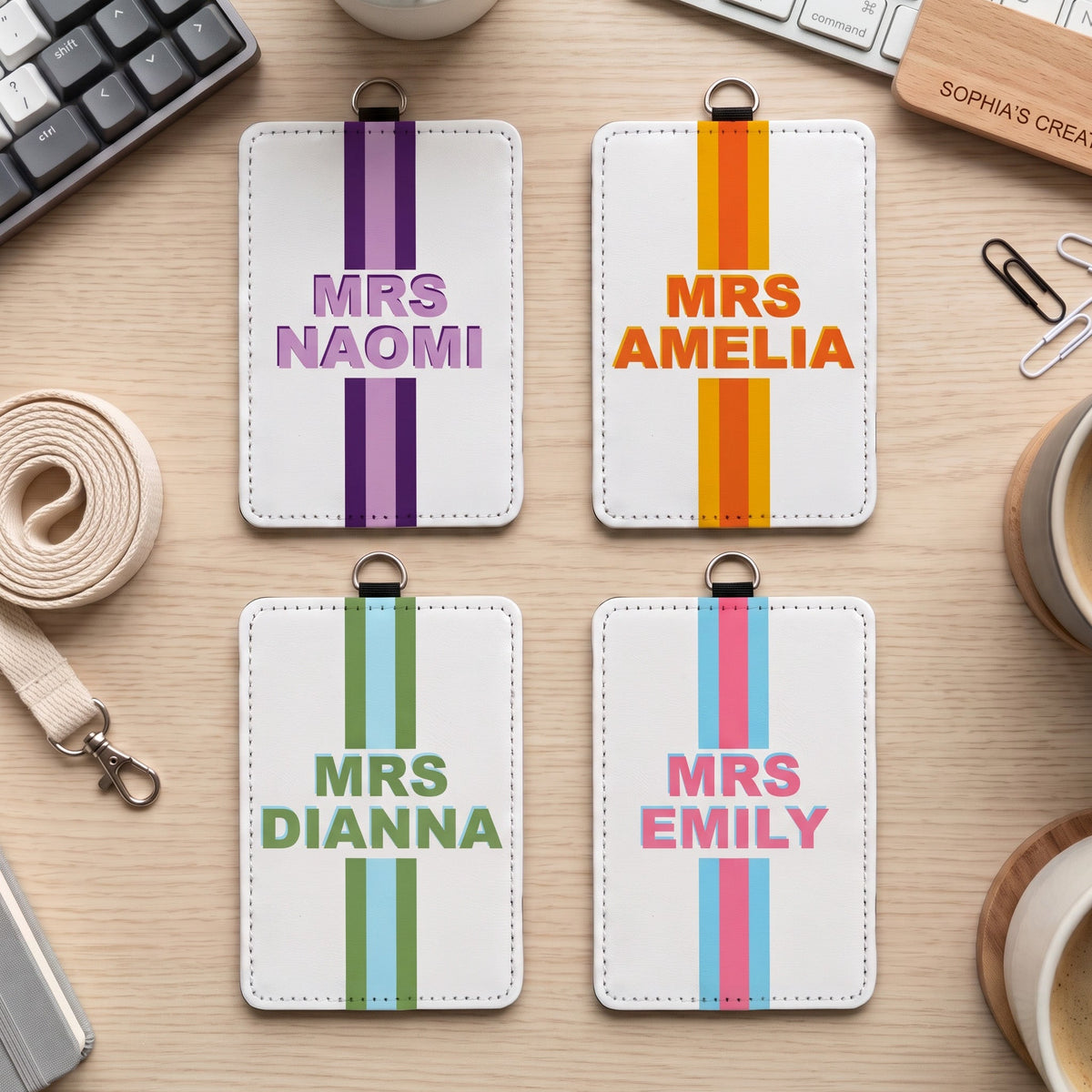 Shadow Monogram Letter Name - Personalized Badge Holder