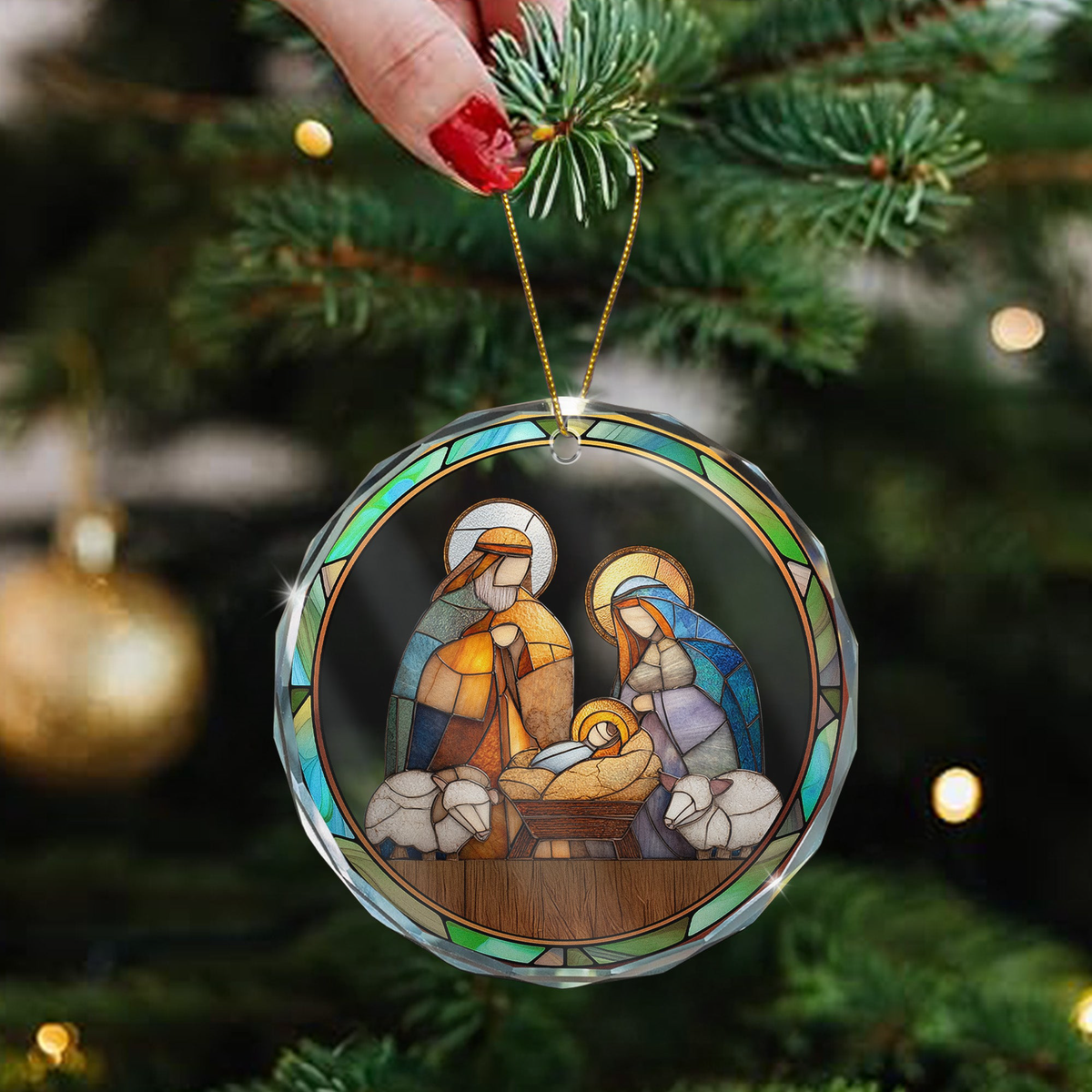 Silent Night Holy Night Nativity Scene - Acrylic Ornament
