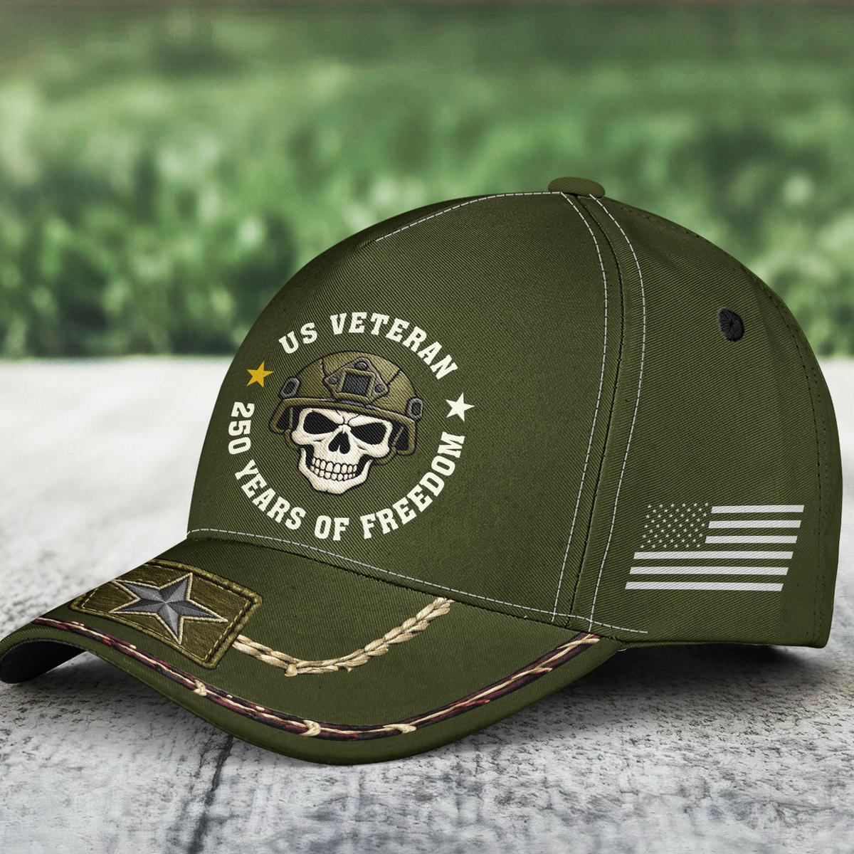 Skull Us Veteran 250 Years Of Freedom - Classic Cap