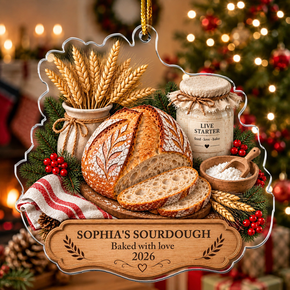 Sourdough Bread Ornament Gift For Sourdough Lovers Baking Lovers - Personalized Ornament