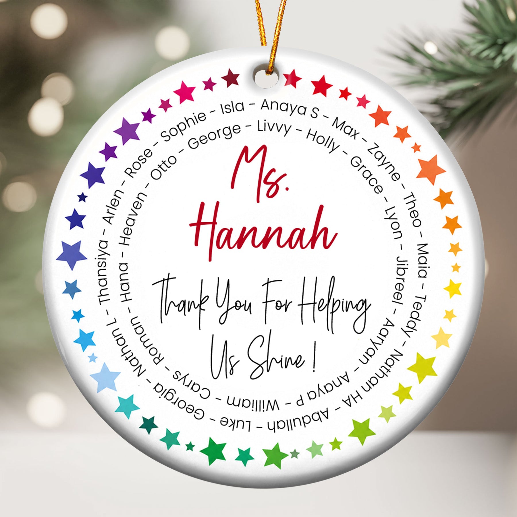 Teacher Appreciation Thank You - Personalized Ornament