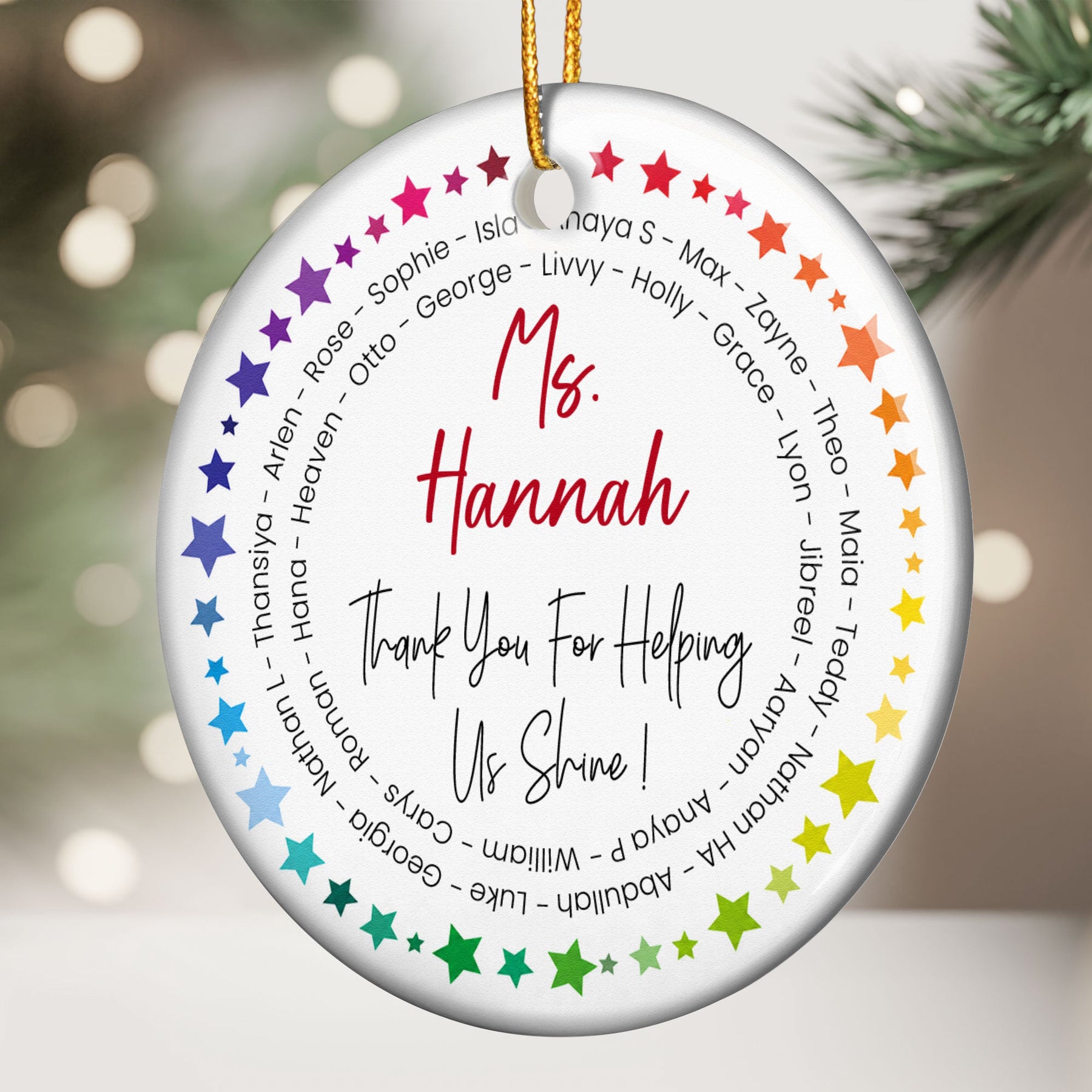Teacher Appreciation Thank You - Personalized Ornament
