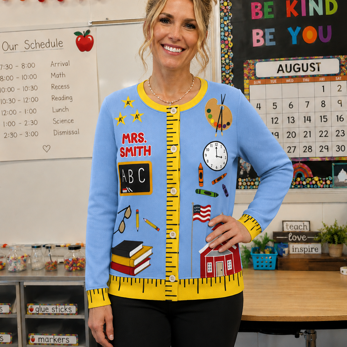 Teacher Funny Pattern - Personalized Cardigan