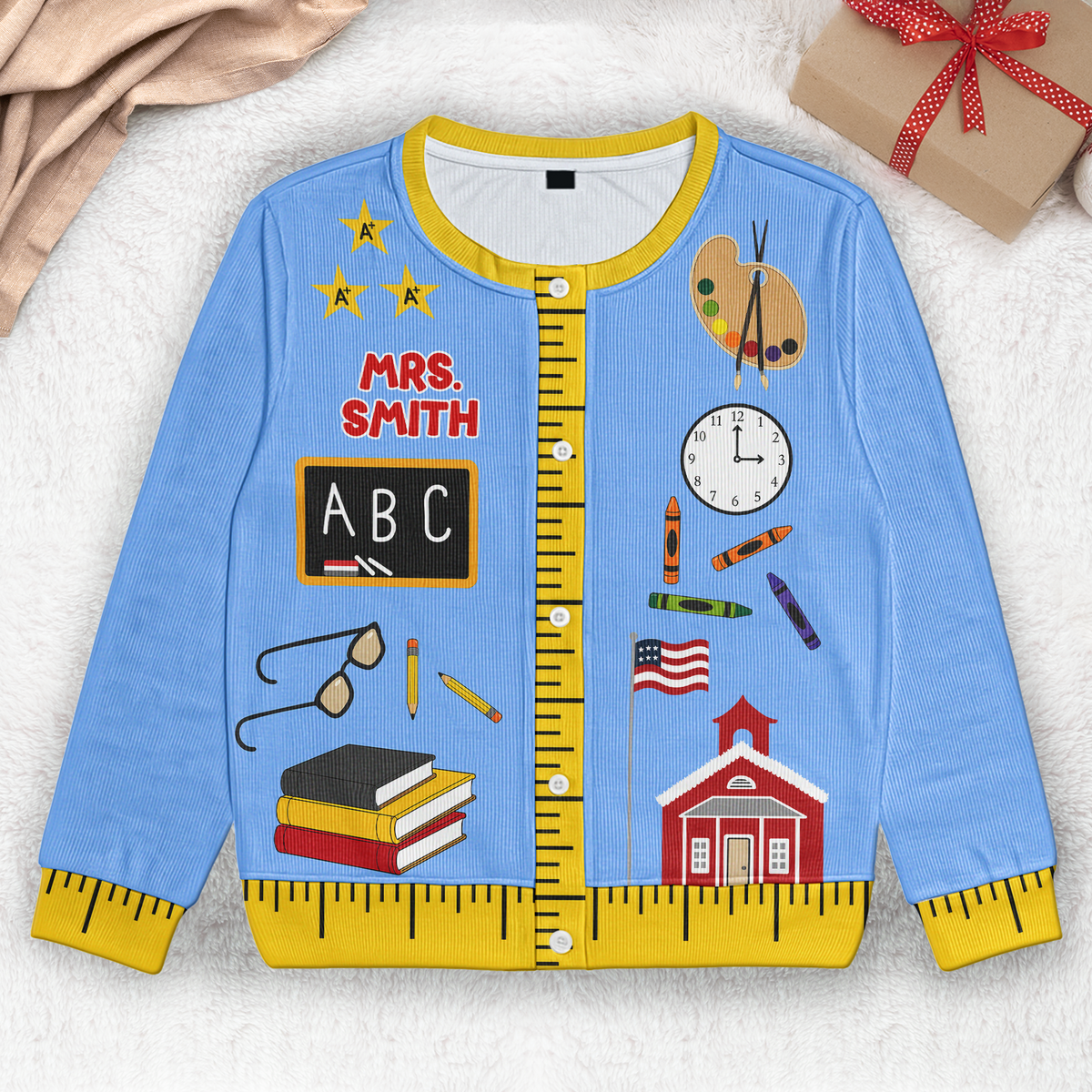 Teacher Funny Pattern - Personalized Cardigan