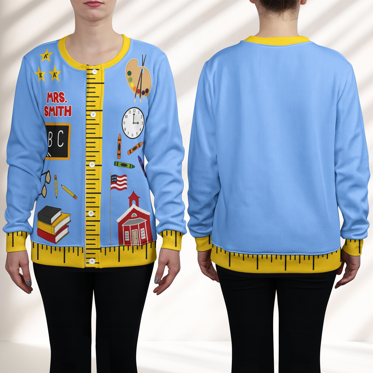 Teacher Funny Pattern - Personalized Cardigan
