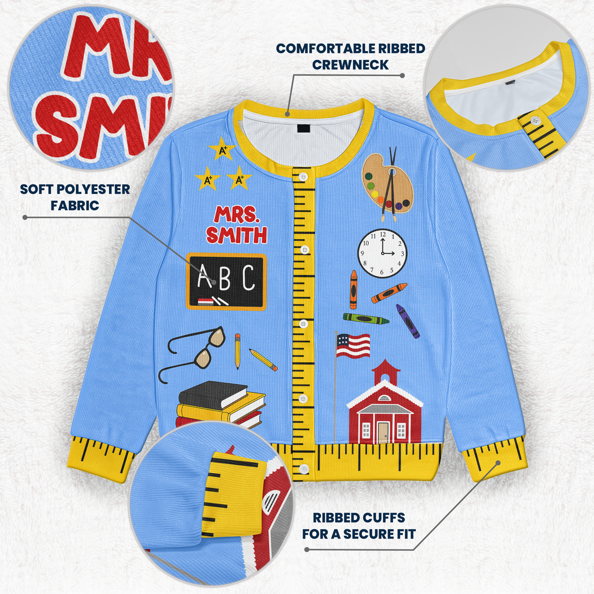 Teacher Funny Pattern - Personalized Cardigan
