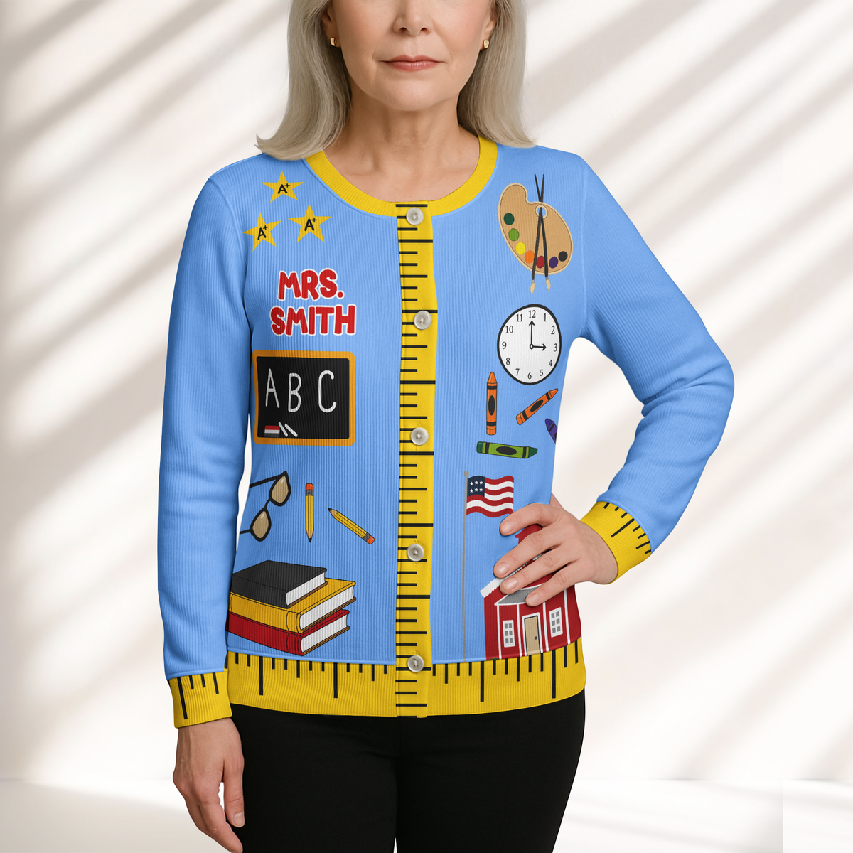 Teacher Funny Pattern - Personalized Cardigan